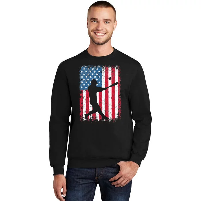 American Flag Baseball Team Gift For Men Women Sweatshirt