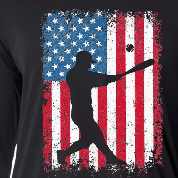 American Flag Baseball Team Gift For Men Women Cooling Performance Long Sleeve Crew