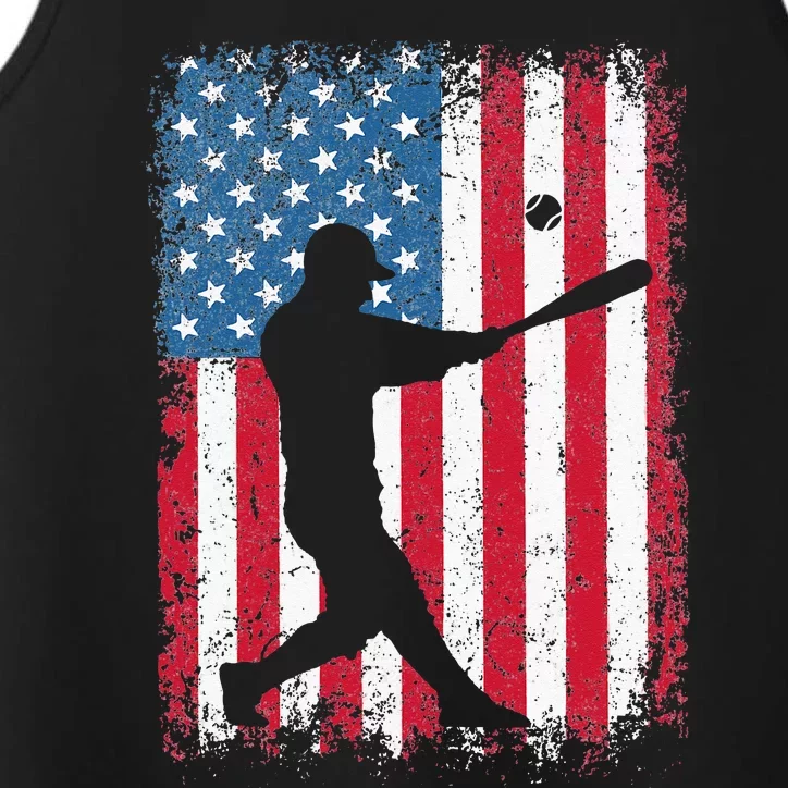 American Flag Baseball Team Gift For Men Women Performance Tank