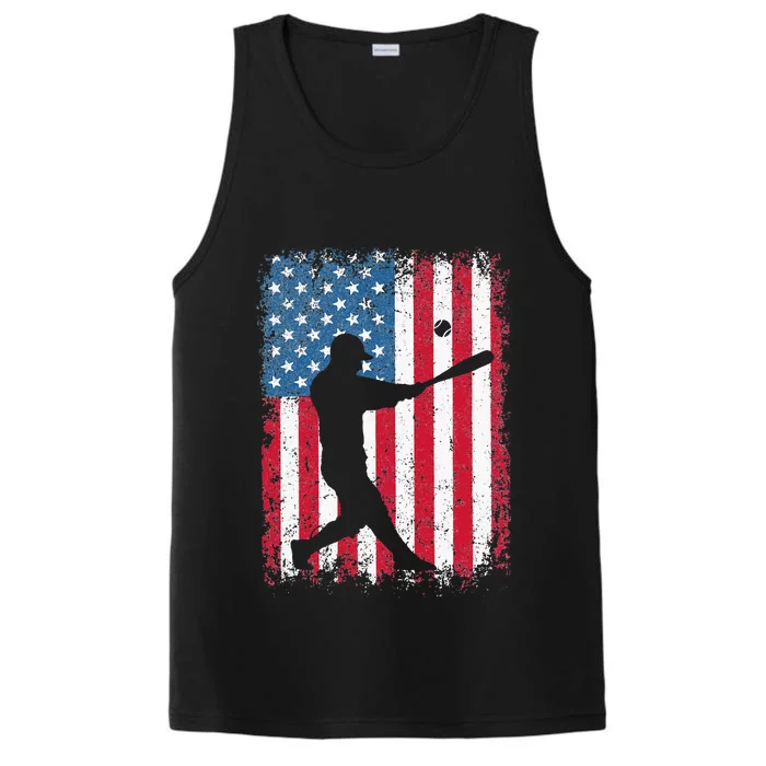 American Flag Baseball Team Gift For Men Women Performance Tank