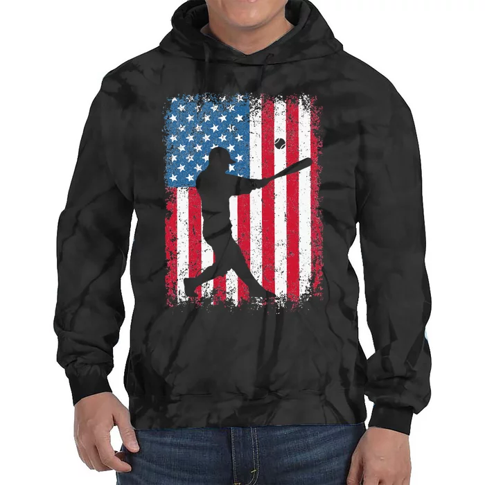 American Flag Baseball Team Gift For Men Women Tie Dye Hoodie