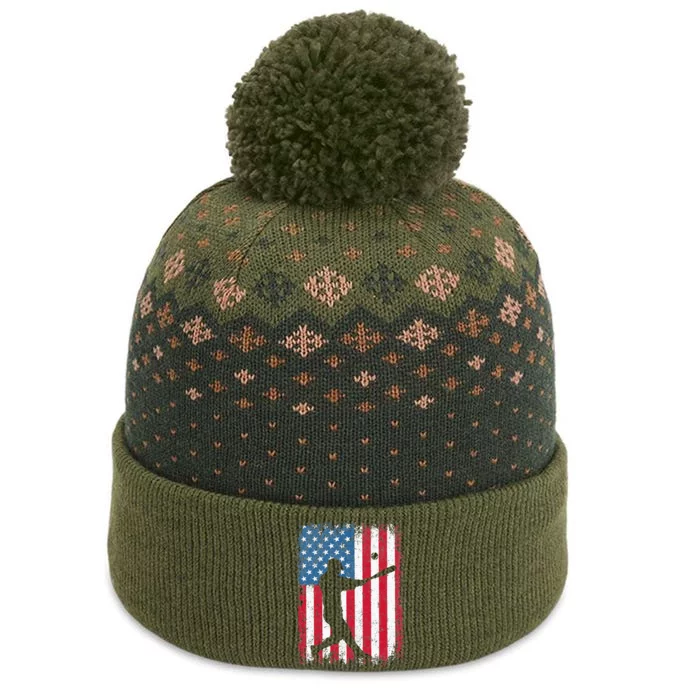 American Flag Baseball Team Gift For Men Women The Baniff Cuffed Pom Beanie