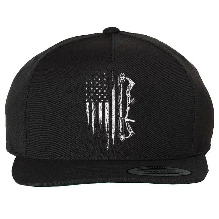 American Flag Bowhunting Bow Archery Gift For Deer Hunter Wool Snapback Cap