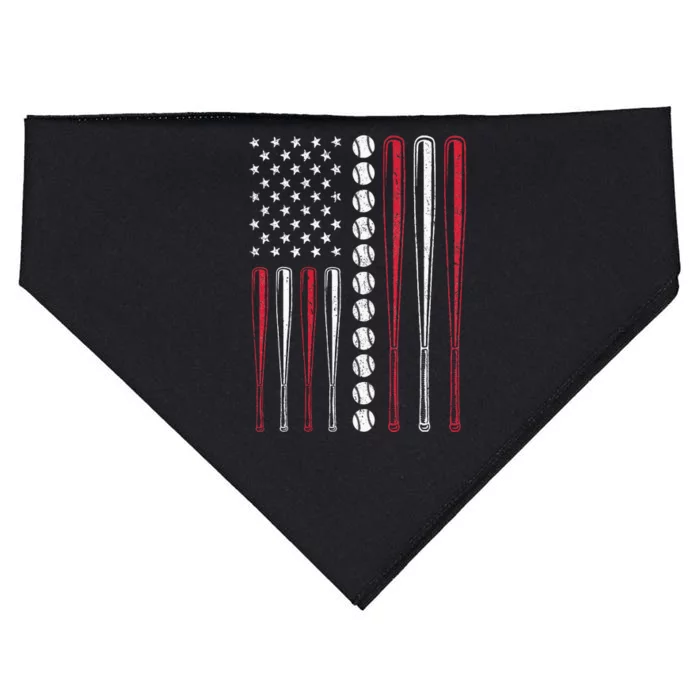 American Flag Baseball Team Gift For Men Women USA-Made Doggie Bandana