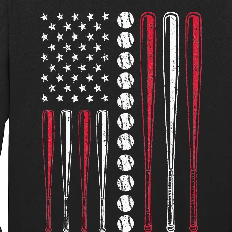 American Flag Baseball Team Gift For Men Women Long Sleeve Shirt