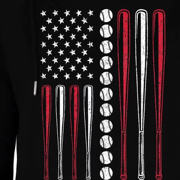 American Flag Baseball Team Gift For Men Women Womens Funnel Neck Pullover Hood