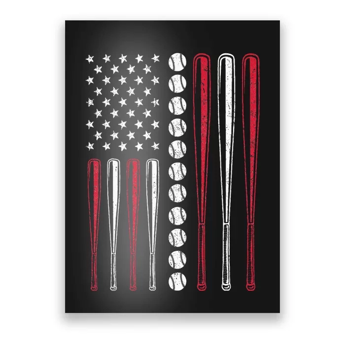 American Flag Baseball Team Gift For Men Women Poster