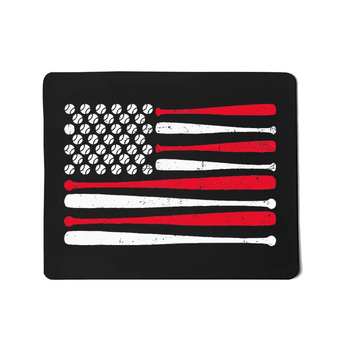 American Flag Baseball Usa Vintage Baseball Sport Fan Mousepad