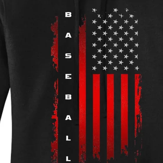 American Flag Baseball Apparel Baseball Women's Pullover Hoodie