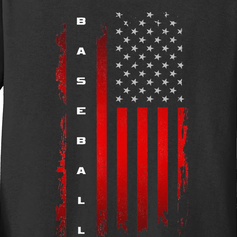 American Flag Baseball Apparel Baseball Kids Long Sleeve Shirt