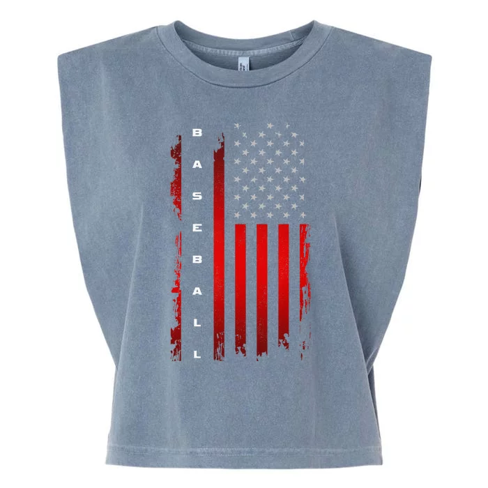 American Flag Baseball Apparel Baseball Garment-Dyed Women's Muscle Tee