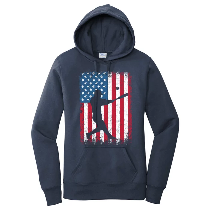 American Flag Baseball Team Gift Gift Women's Pullover Hoodie