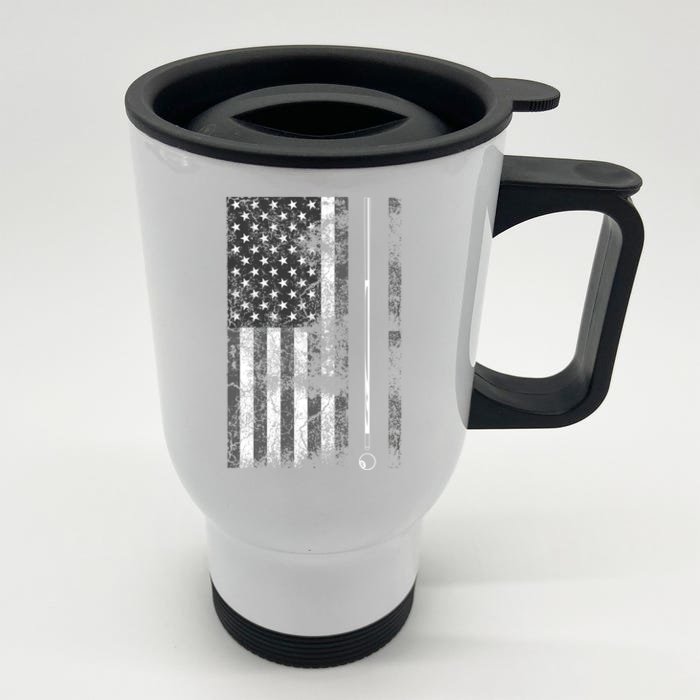 American Flag Billiard Stick Cute Table Game Funny Usa Gift Front & Back Stainless Steel Travel Mug