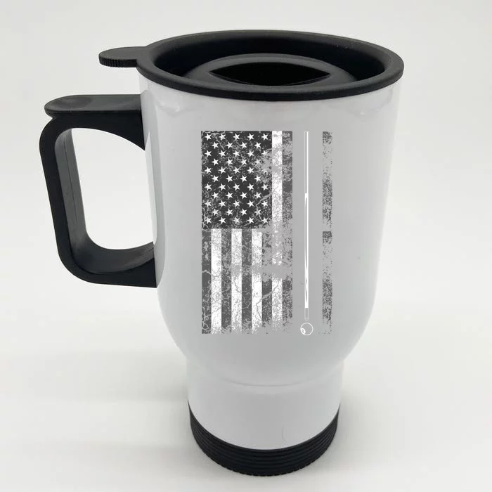 American Flag Billiard Stick Cute Table Game Funny Usa Gift Front & Back Stainless Steel Travel Mug