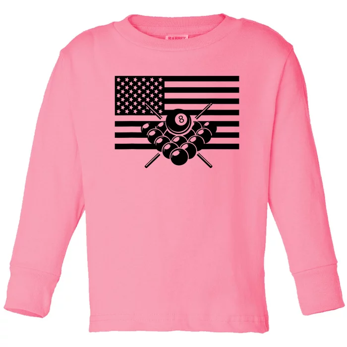 American Flag Billiards Billiards Toddler Long Sleeve Shirt