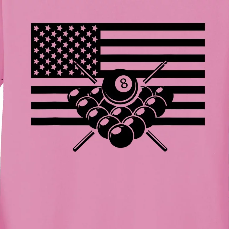 American Flag Billiards Billiards Kids Long Sleeve Shirt