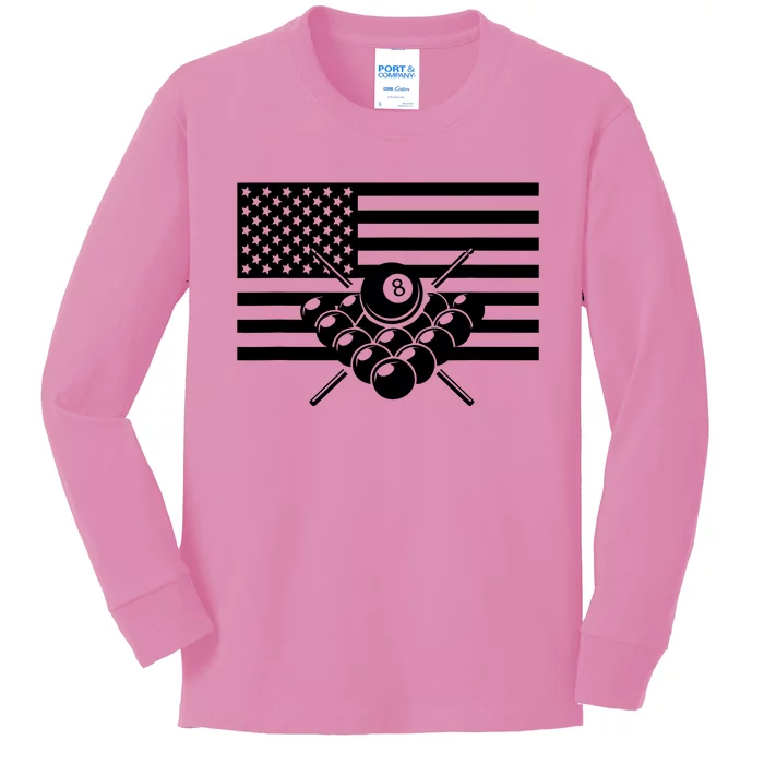 American Flag Billiards Billiards Kids Long Sleeve Shirt