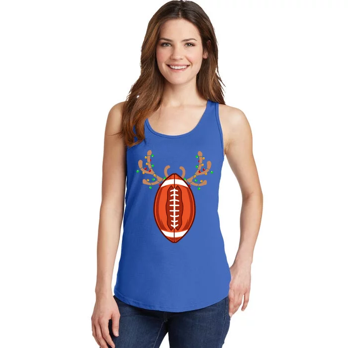 American Football Ball Antler Reindeer Christmas Pajama Cool Gift Ladies Essential Tank