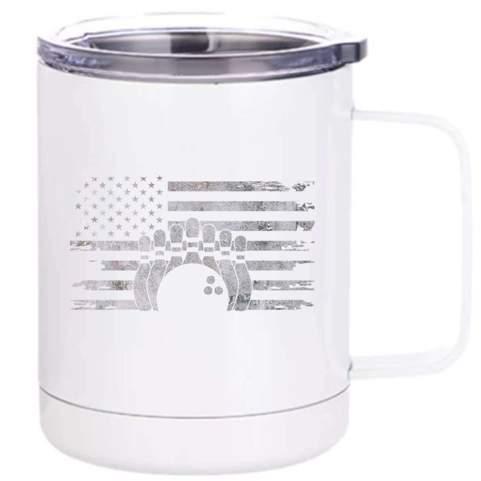 American Flag Bowling Bowling Gift Front & Back 12oz Stainless Steel Tumbler Cup