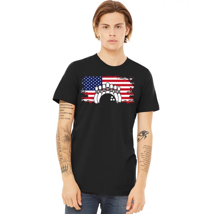 American Flag Bowling Apparel Bowling Premium T-Shirt