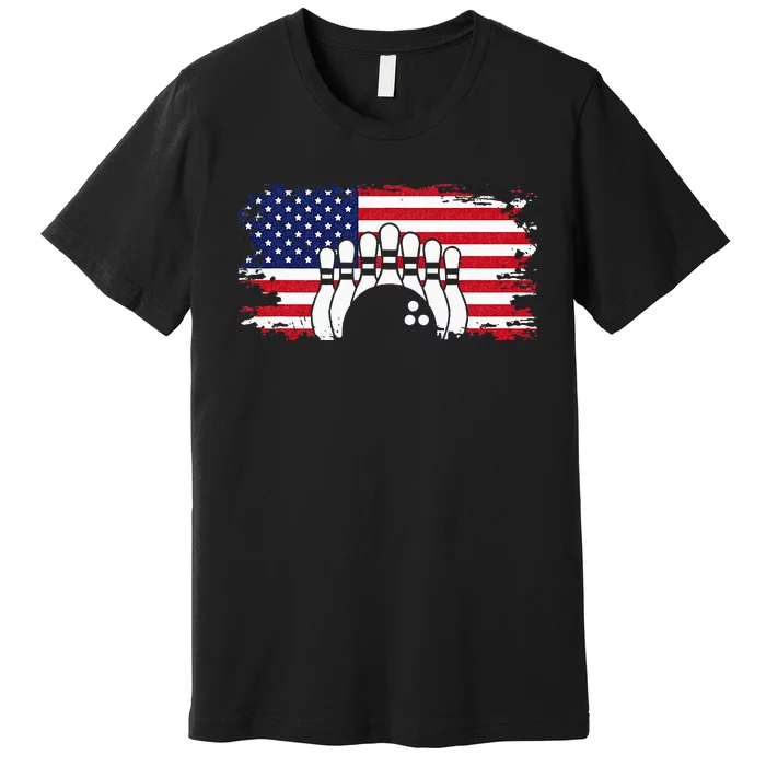 American Flag Bowling Apparel Bowling Premium T-Shirt