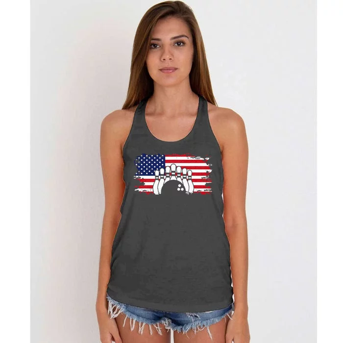 American Flag Bowling Apparel Bowling Women's Knotted Racerback Tank