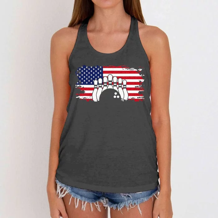 American Flag Bowling Apparel Bowling Women's Knotted Racerback Tank