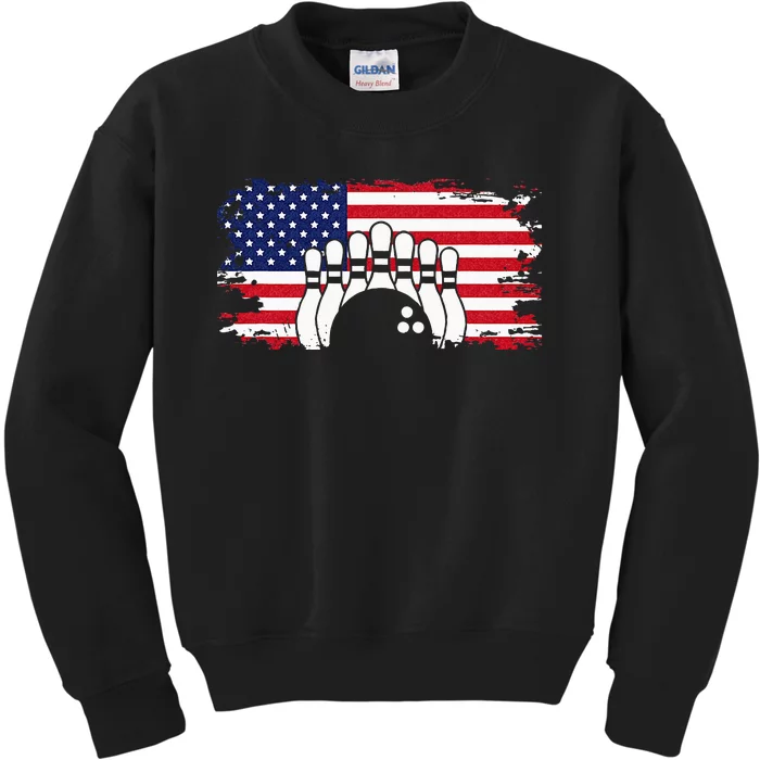 American Flag Bowling Apparel Bowling Kids Sweatshirt