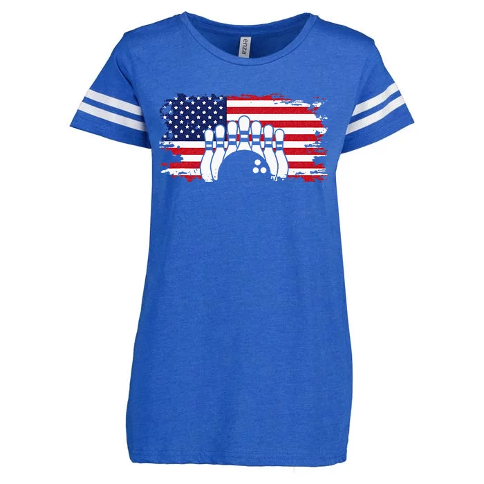 American Flag Bowling Apparel Bowling Enza Ladies Jersey Football T-Shirt