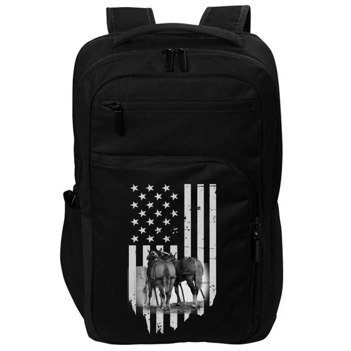 American Flag Belgian Draft Horses Gift For Farmer Gift Impact Tech Backpack