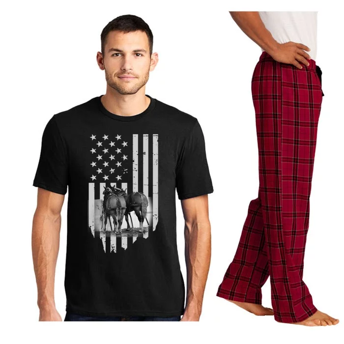 American Flag Belgian Draft Horses Gift For Farmer Gift Pajama Set