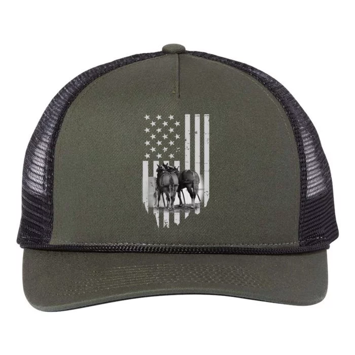 American Flag Belgian Draft Horses Gift For Farmer Gift Retro Rope Trucker Hat Cap