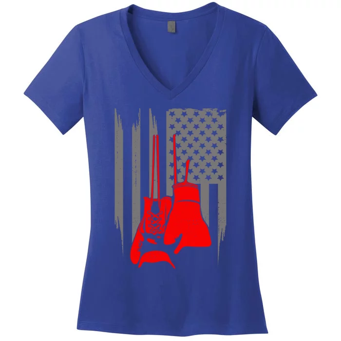 American Flag Boxing Boxer Boxing Meaningful Gift Women's V-Neck T-Shirt