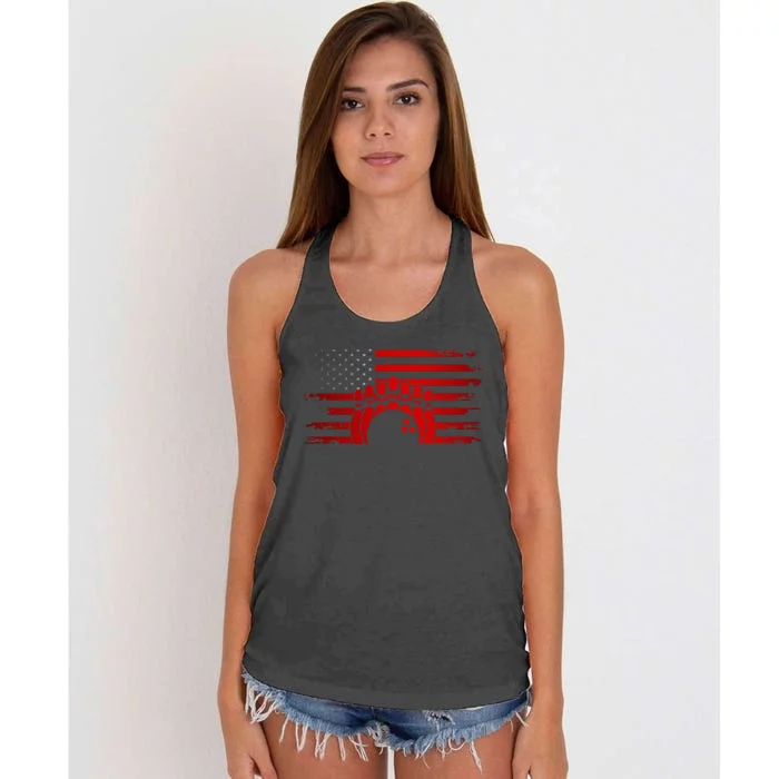 American Flag Bowling Apparel Bowling Women's Knotted Racerback Tank