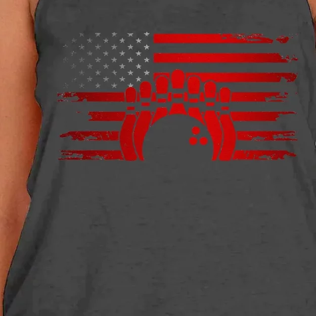 American Flag Bowling Apparel Bowling Women's Knotted Racerback Tank