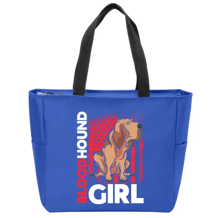 American Flag Bloodhound Patriotic Dog Gift Zip Tote Bag