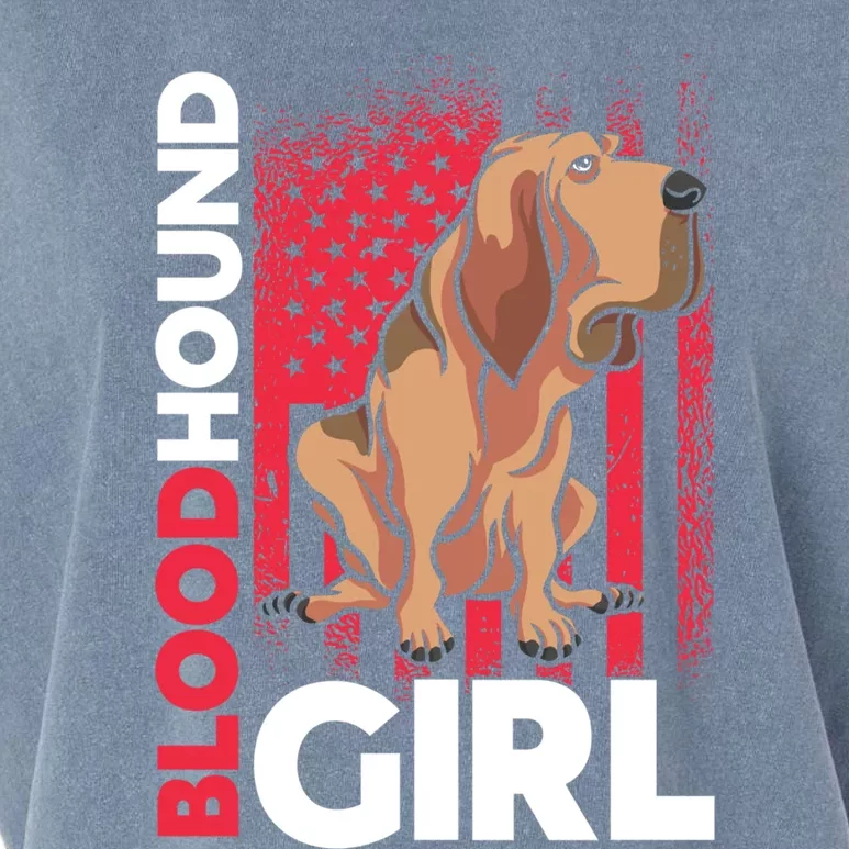 American Flag Bloodhound Patriotic Dog Gift Garment-Dyed Women's Muscle Tee