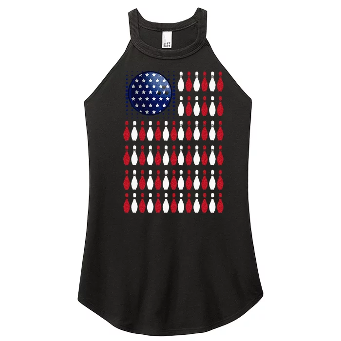 American Flag Bowling Bowler Gifts For Bowling Team Women’s Perfect Tri Rocker Tank