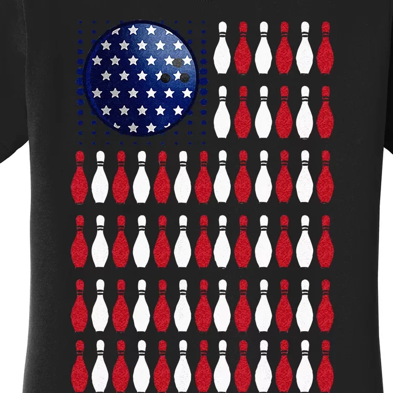 American Flag Bowling Bowler Gifts For Bowling Team Women's T-Shirt