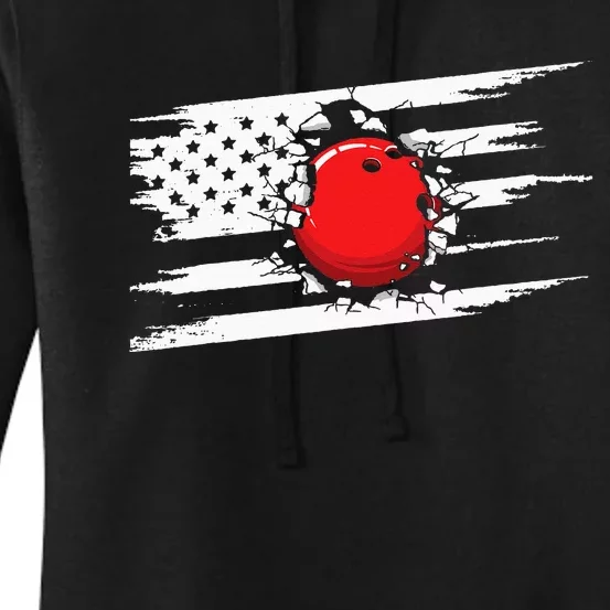 American Flag Bowling Apparel Bowling Women's Pullover Hoodie