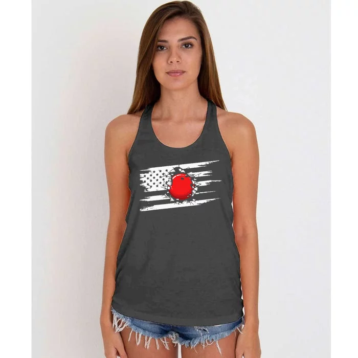 American Flag Bowling Apparel Bowling Women's Knotted Racerback Tank