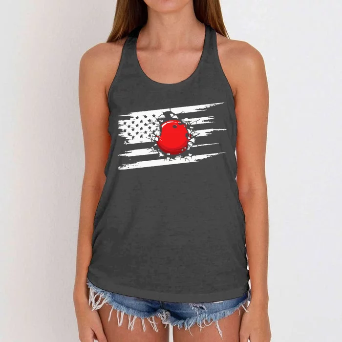 American Flag Bowling Apparel Bowling Women's Knotted Racerback Tank