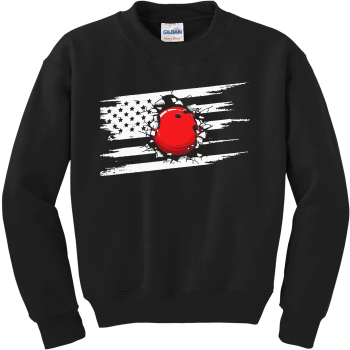 American Flag Bowling Apparel Bowling Kids Sweatshirt