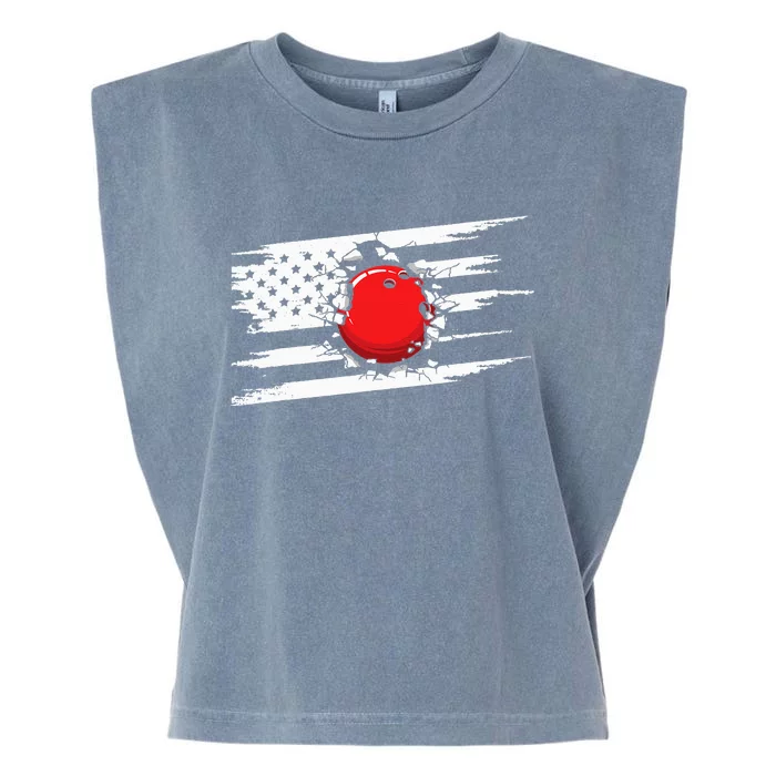 American Flag Bowling Apparel Bowling Garment-Dyed Women's Muscle Tee