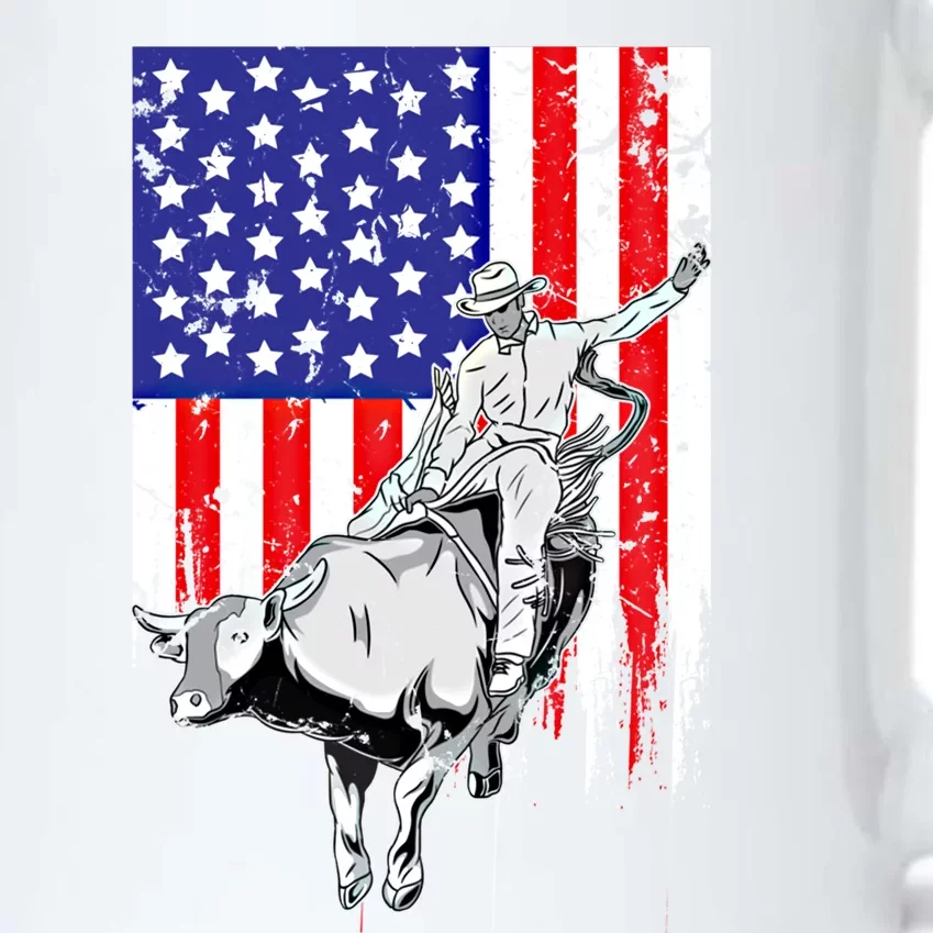 American Flag Bucking Bull Riding Patriotic Rodeo Rider Gift Black Color Changing Mug