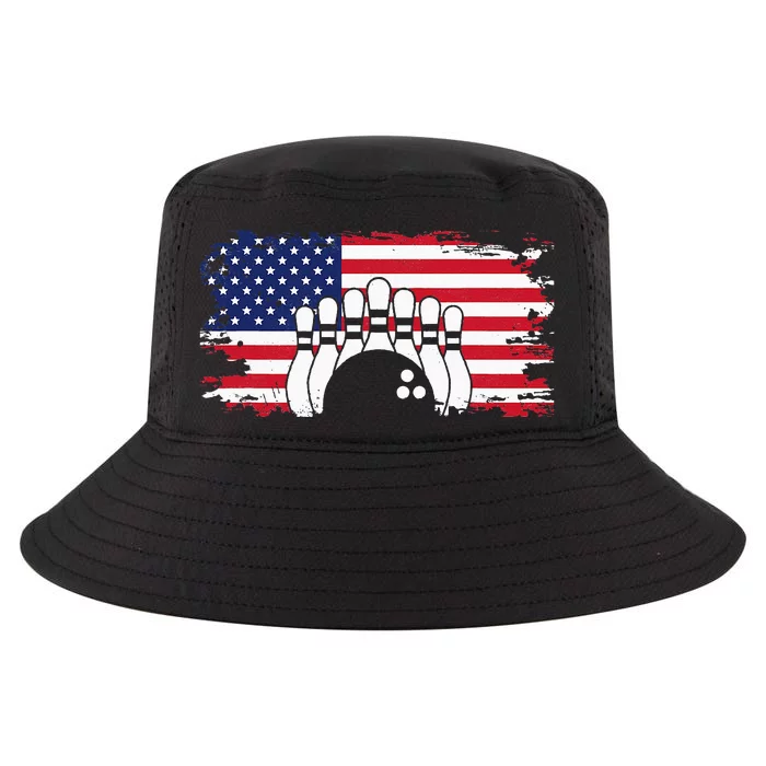 American Flag Bowling Apparel Bowling Cool Comfort Performance Bucket Hat