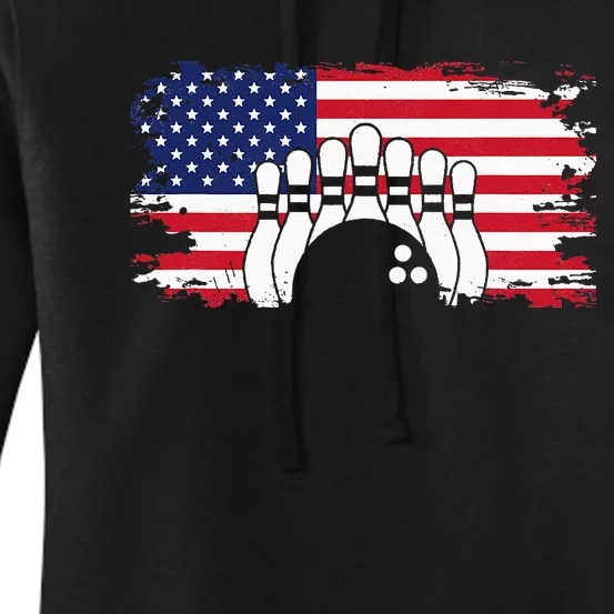 American Flag Bowling Apparel Bowling Women's Pullover Hoodie