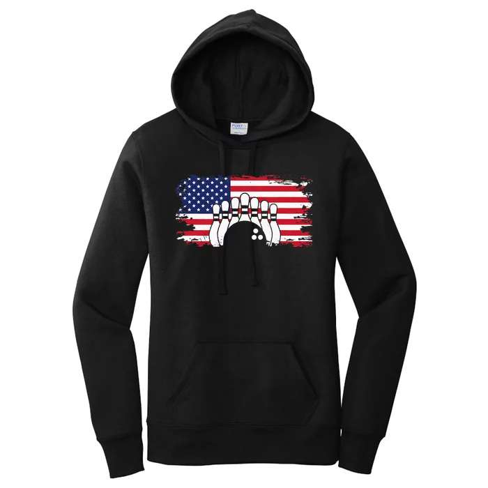 American Flag Bowling Apparel Bowling Women's Pullover Hoodie