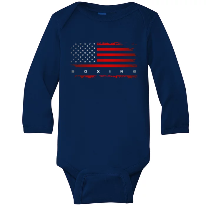 American Flag Boxing Gift Boxing Gift Baby Long Sleeve Bodysuit