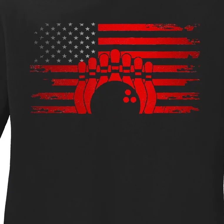 American Flag Bowling Apparel Bowling Ladies Long Sleeve Shirt